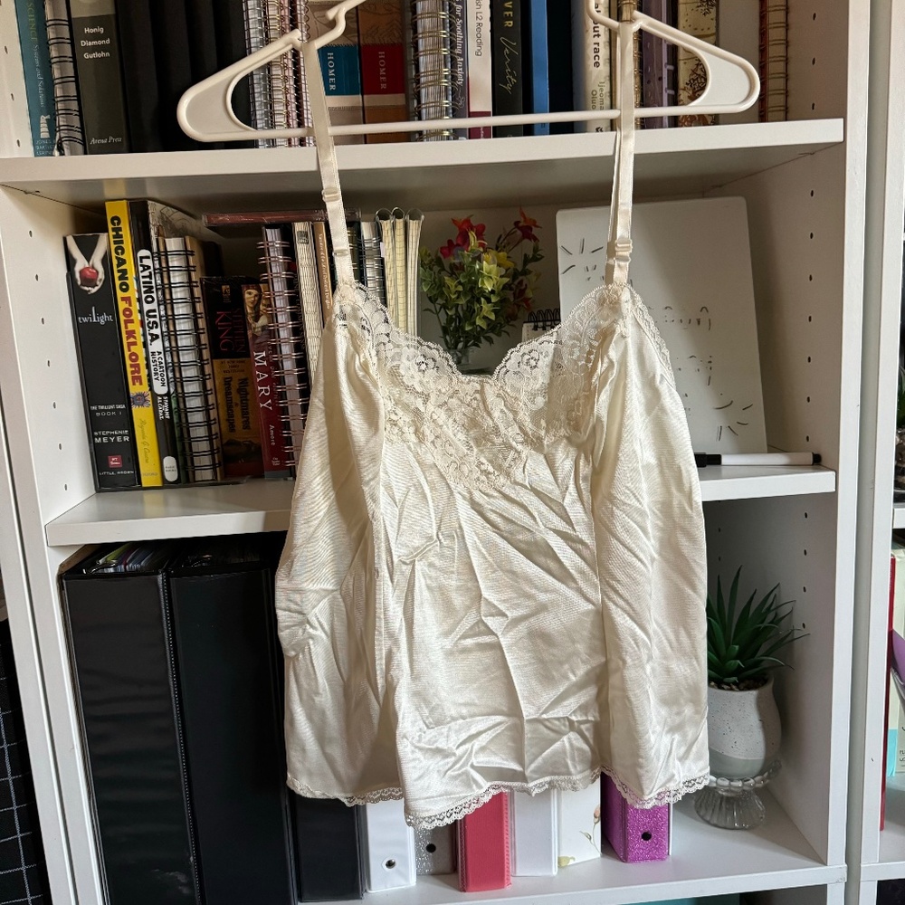 Cream lace slip top size